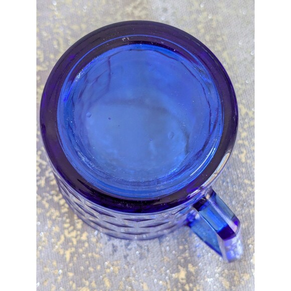 Vintage Shirley Temple 4.5” Tall Cobalt Blue Depression Glass Cream Pitcher 30s - Picture 5 of 9